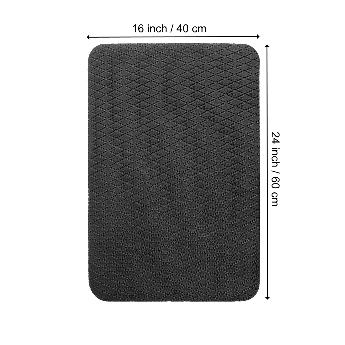 16 × 24 inch anthracite grooming mat shown from above with textured surface