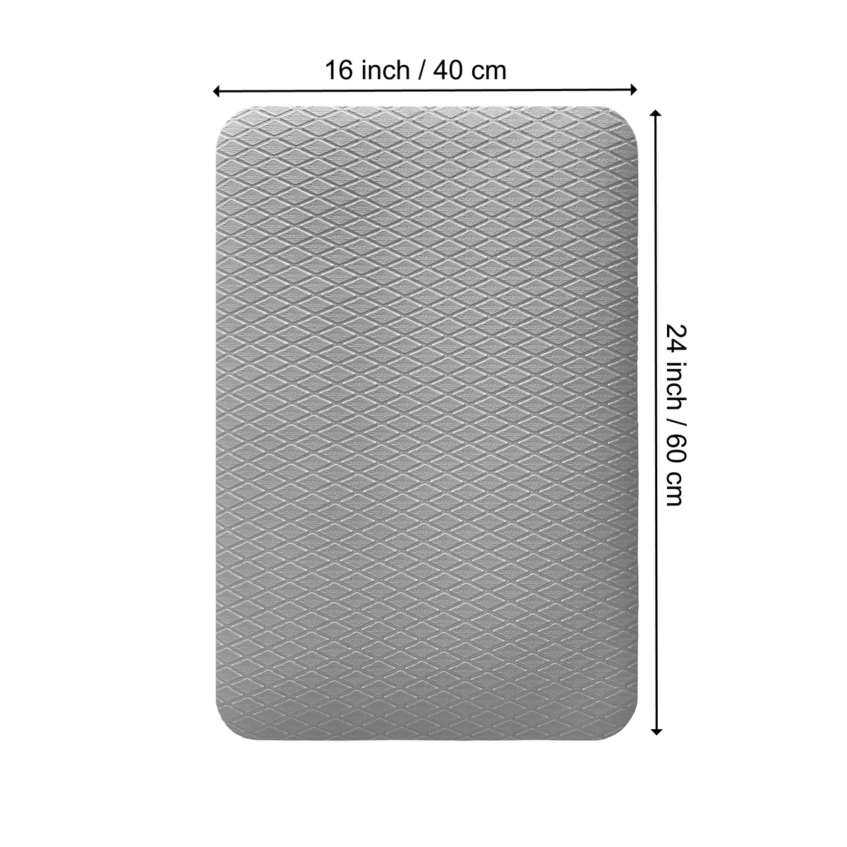 16 × 24 inch light grey grooming mat shown from above with textured surface
