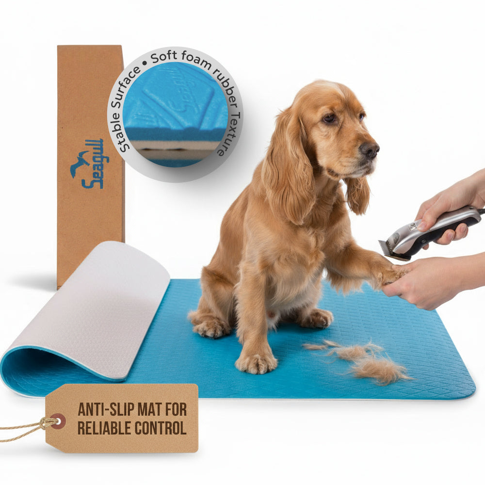 Seagull dog grooming table mat with non-slip EVA surface and foam rubber backing
